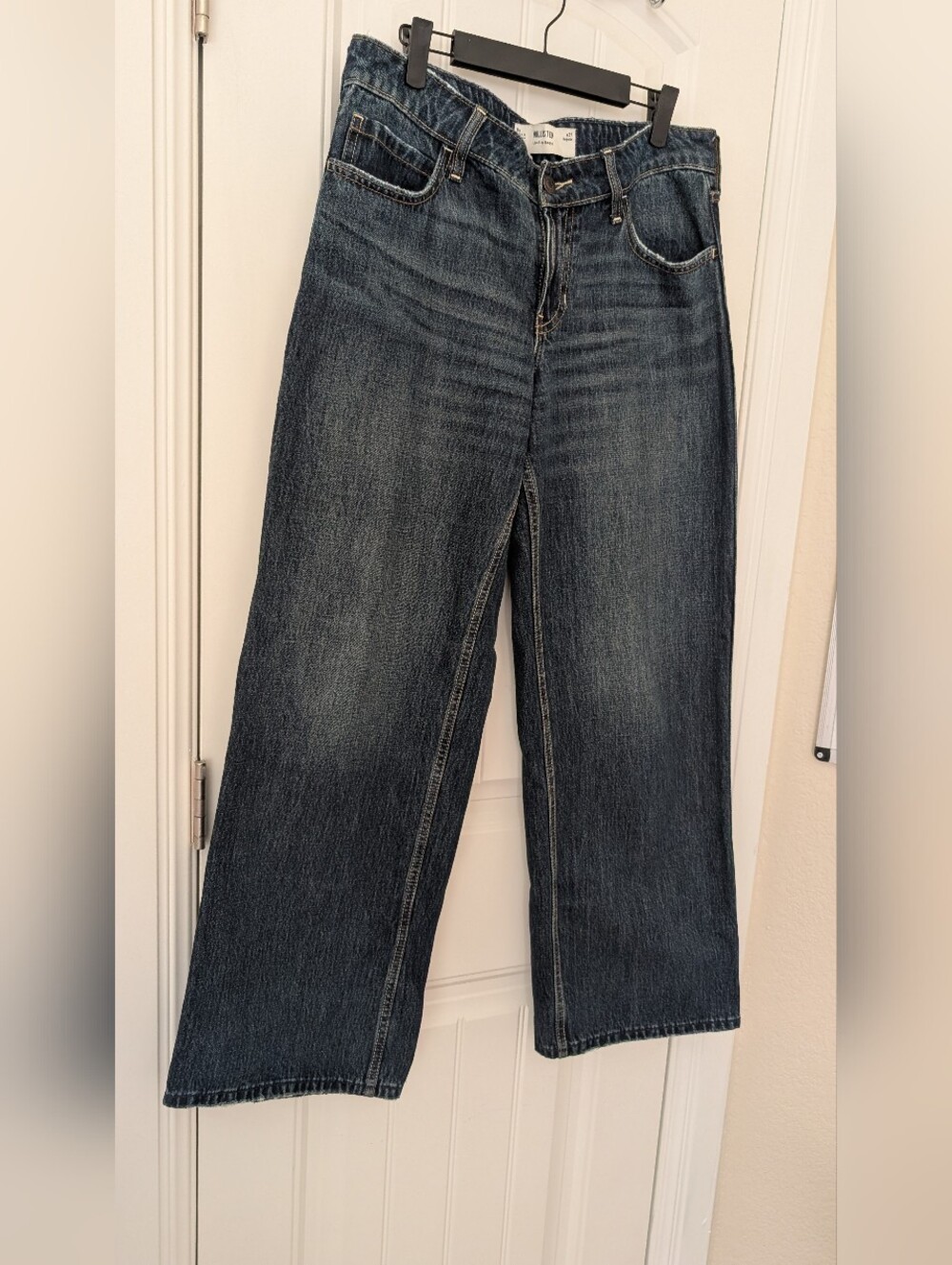 Low Rise Baggy Wide Leg Jean Size 8 Dark Wash - Picture 3 of 6